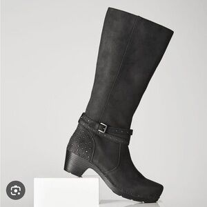 Dansko Charcoal Heeled Boots with Buckle